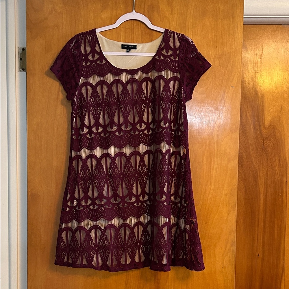 Socialite Burgundy Lace Dress